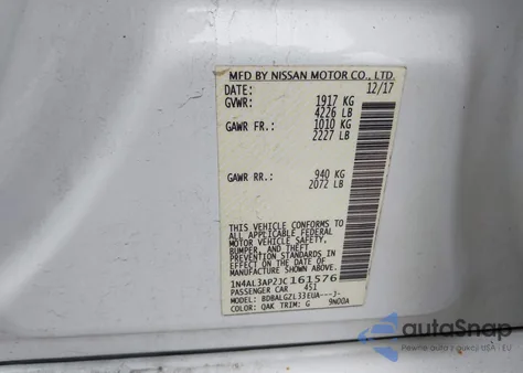 2018 Nissan Altima 2.5 S z USA, uszkodzony, nr VIN 1N4AL3AP2JC161576